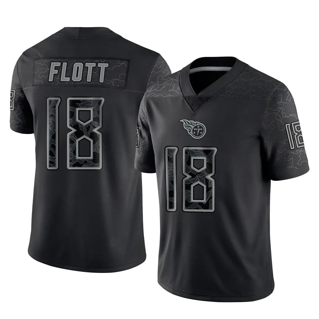Johmsee T.Titans #18 Cor'Dale Flott Player Black Limited Reflective Home Game Stitched Jerseys