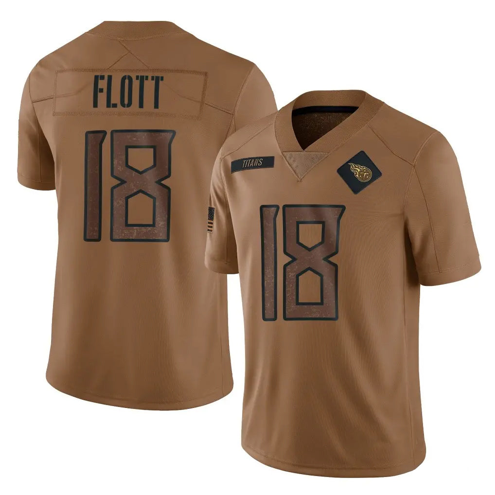 Johmsee T.Titans #18 Cor'Dale Flott Player Brown Limited Salute to Service Home Game Stitched Jerseys