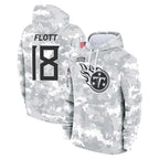 Johmsee T.Titans #18 Cor'Dale Flott Player Camo Arctic Salute to Service Pullover Hoodies Home Game Stitched Jerseys