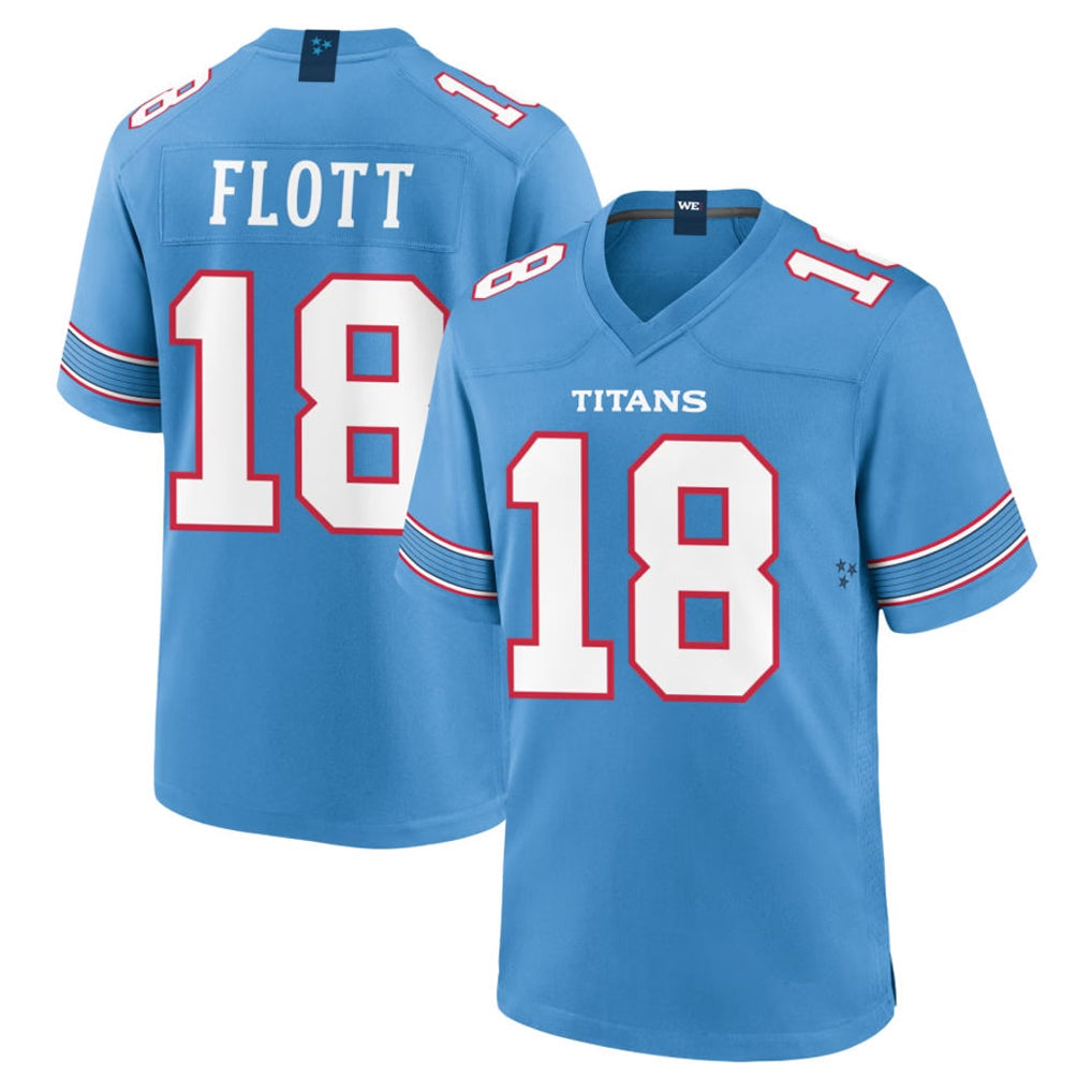 Johmsee T.Titans #18 Cor'Dale Flott Player Light Blue 2026 Game Home Stitched Jerseys