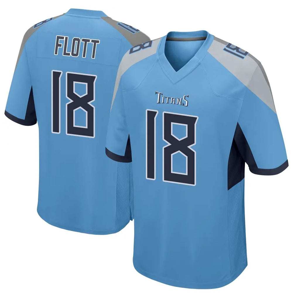 Johmsee T.Titans #18 Cor'Dale Flott Player Light Blue Home Game Stitched Jerseys