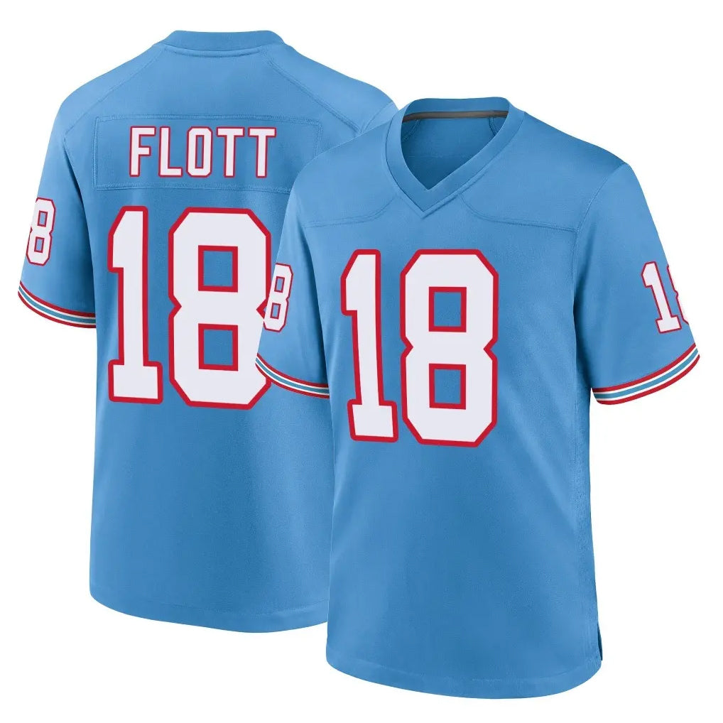 Johmsee T.Titans #18 Cor'Dale Flott Player Light Blue Oilers Throwback Home Game Stitched Jerseys