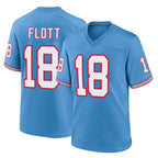 Johmsee T.Titans #18 Cor'Dale Flott Player Light Blue Oilers Throwback Home Game Stitched Jerseys