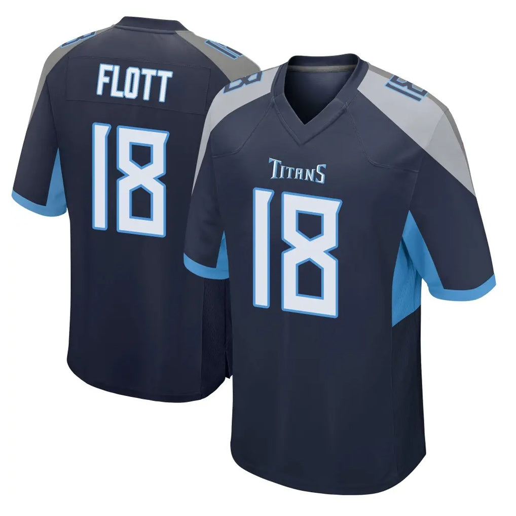 Johmsee T.Titans #18 Cor'Dale Flott Player Navy Home Game Stitched Jerseys