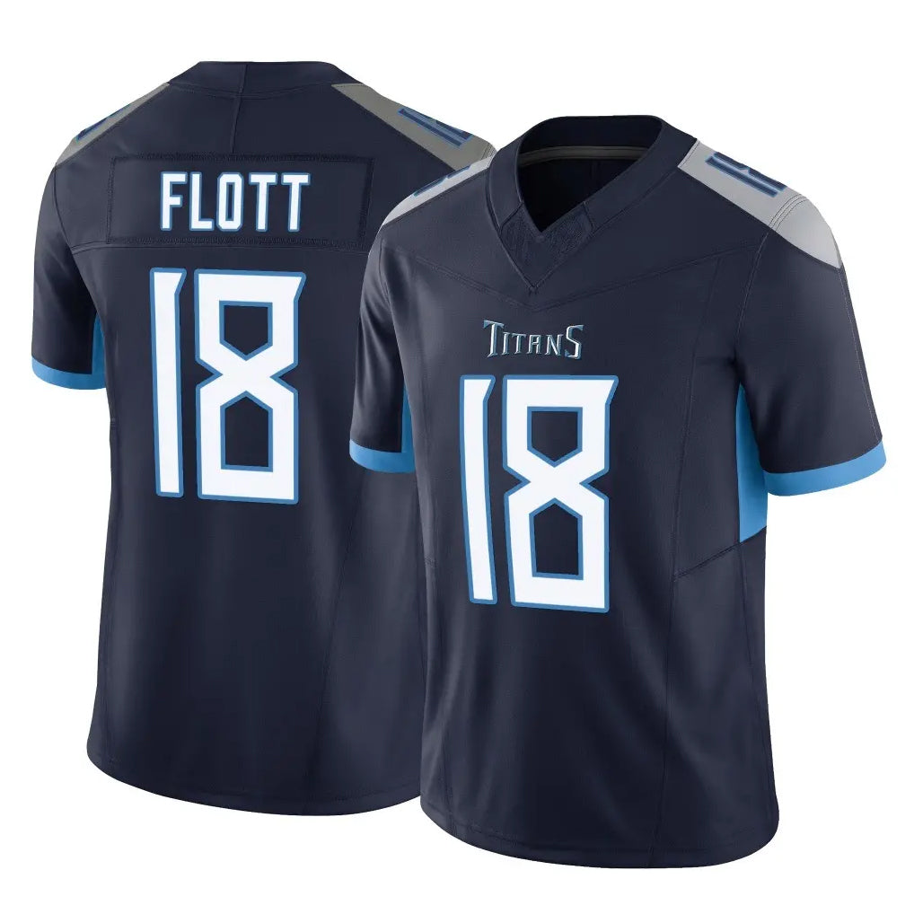 Johmsee T.Titans #18 Cor'Dale Flott Player Navy Limited Vapor F.U.S.E. Home Game Stitched Jerseys