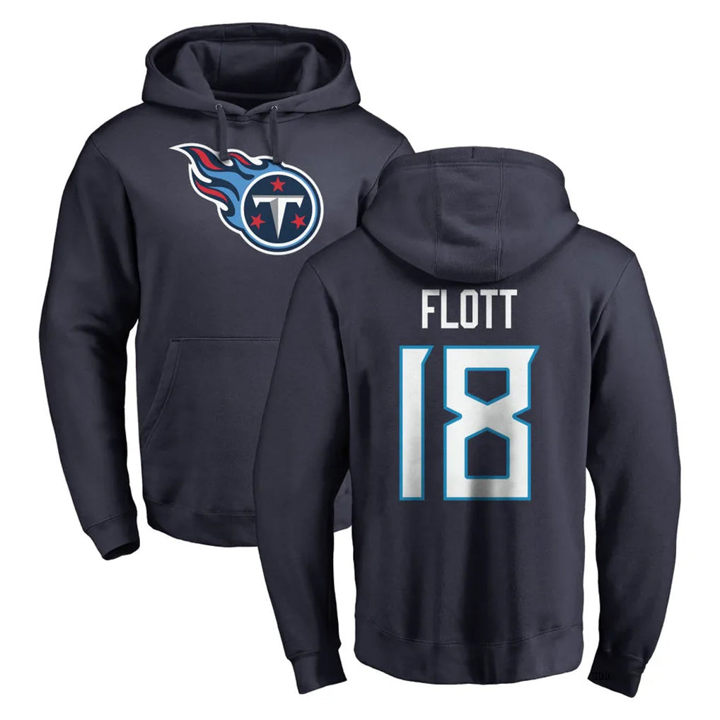 Johmsee T.Titans #18 Cor'Dale Flott Player Navy Logo Pullover Hoodies Home Game Stitched Jerseys