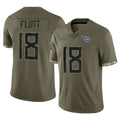 Johmsee T.Titans #18 Cor'Dale Flott Player Olive Limited Salute to Service Home Game Stitched Jerseys