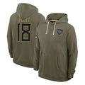 Johmsee T.Titans #18 Cor'Dale Flott Player Olive Salute to Service Hoodies Home Game Stitched Jerseys