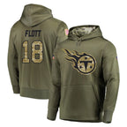 Johmsee T.Titans #18 Cor'Dale Flott Player Olive Salute to Service Pullover Hoodies Home Game Stitched Jerseys