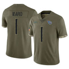 Johmsee T.Titans #1 Cameron Ward Player Olive Limited Salute to Service Home Game Stitched Jerseys
