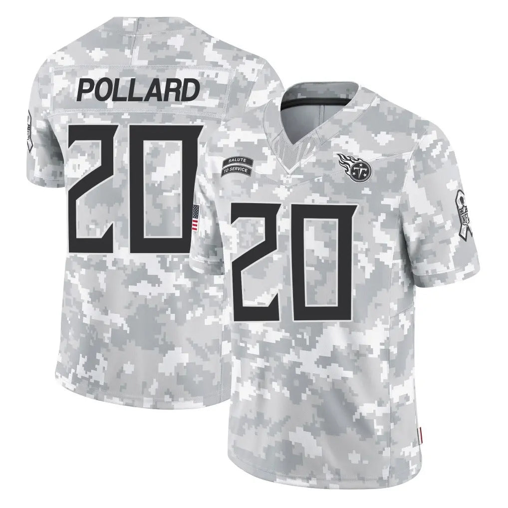 Johmsee T.Titans #20 Tony Pollard Player Arctic Camo Limited Salute to Service Home Game Stitched Jerseys