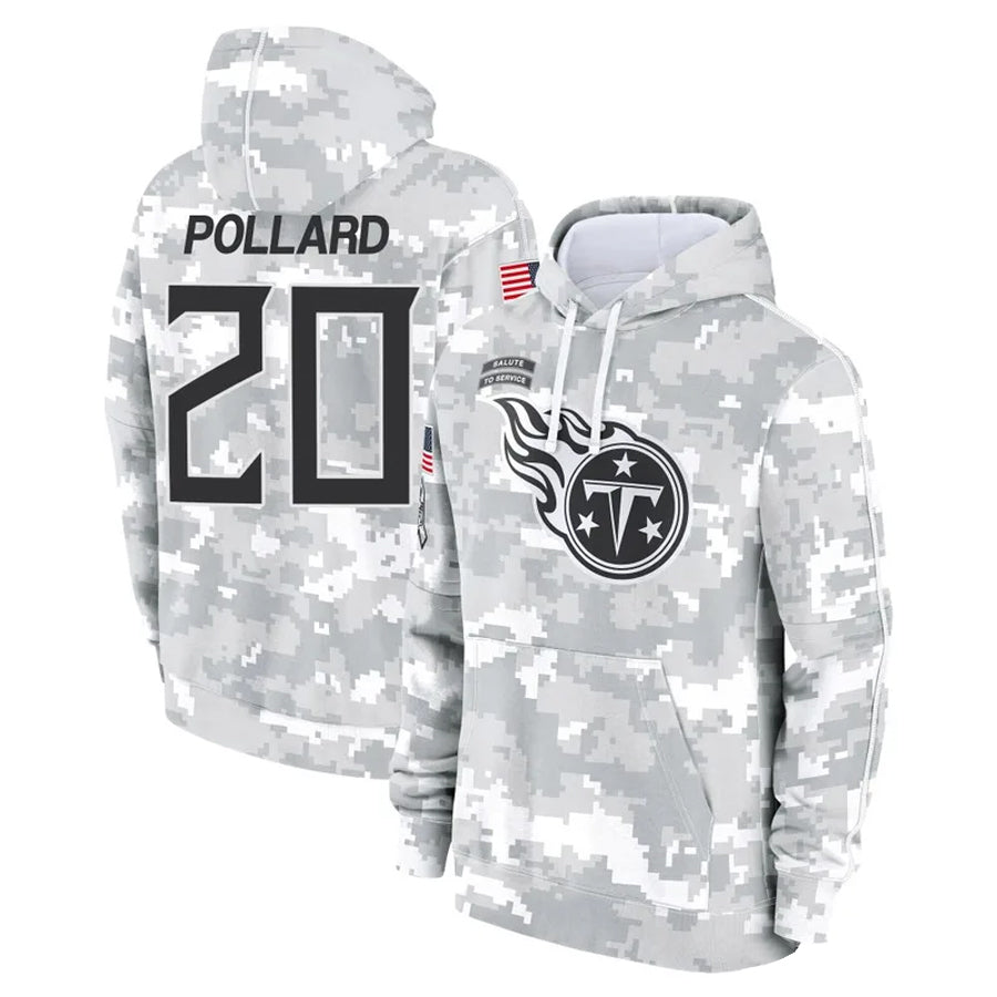 Johmsee T.Titans #20 Tony Pollard Player Arctic Camo Salute To Service Hoodies Game Stitched Jerseys