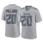 Johmsee T.Titans #20 Tony Pollard Player Gray Atmosphere Fashion Home Game Stitched Jerseys
