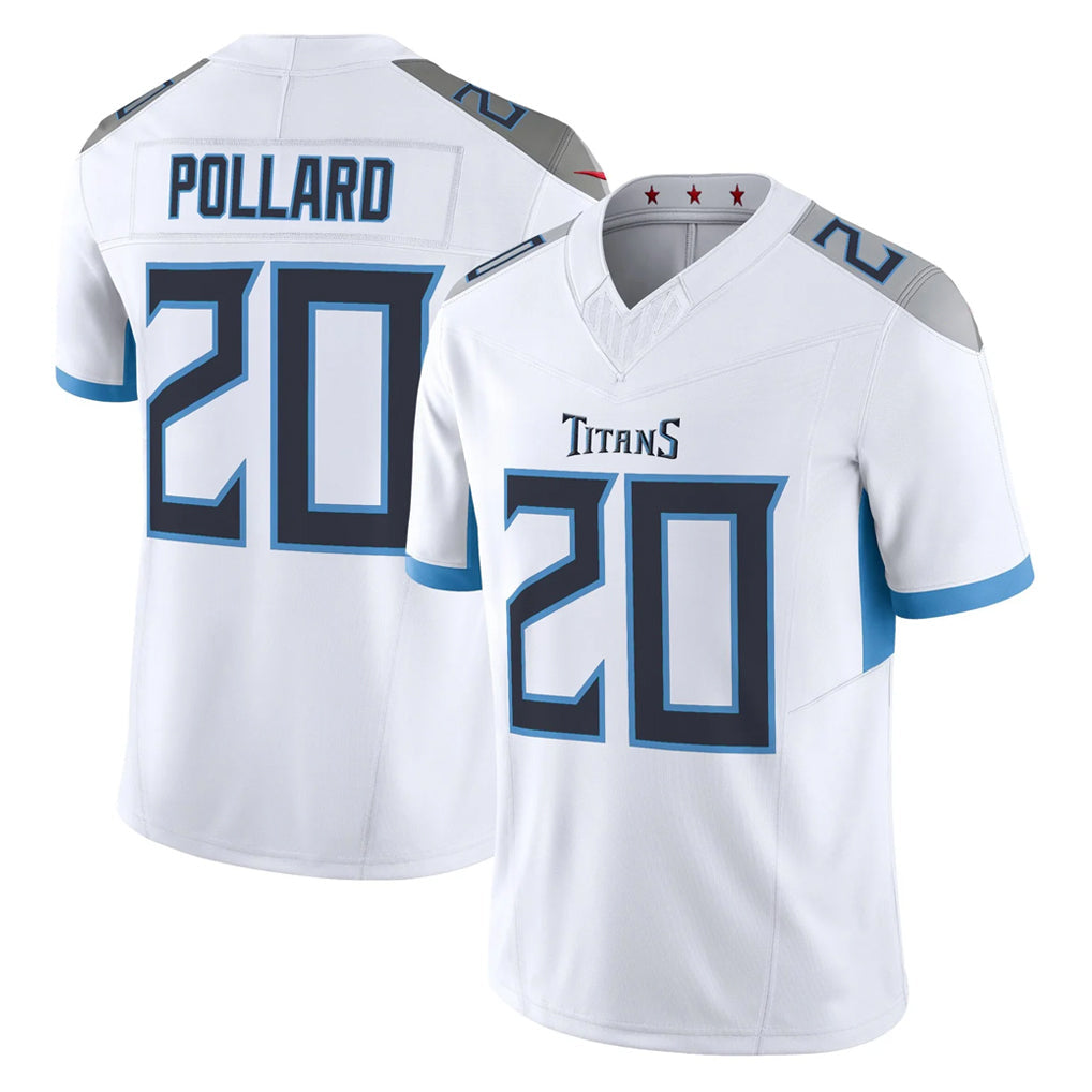 Johmsee T.Titans #20 Tony Pollard Player White 2025 Vapor Limited Home Game Stitched Jerseys