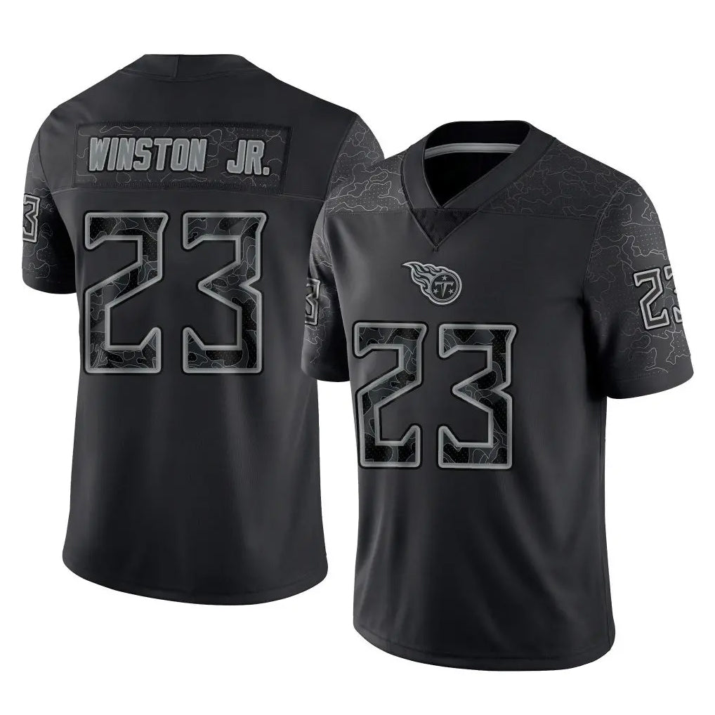 Johmsee T.Titans #23 Kevin Winston Jr. Player Black Limited Reflective Home Game Stitched Jerseys