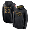 Johmsee T.Titans #23 Kevin Winston Jr. Player Black Salute to Service Sideline Performance Pullover Hoodies Home Game Stitched Jerseys