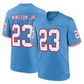 Johmsee T.Titans #23 Kevin Winston Jr. Player Light Blue Oilers Throwback Home Game Stitched Jerseys