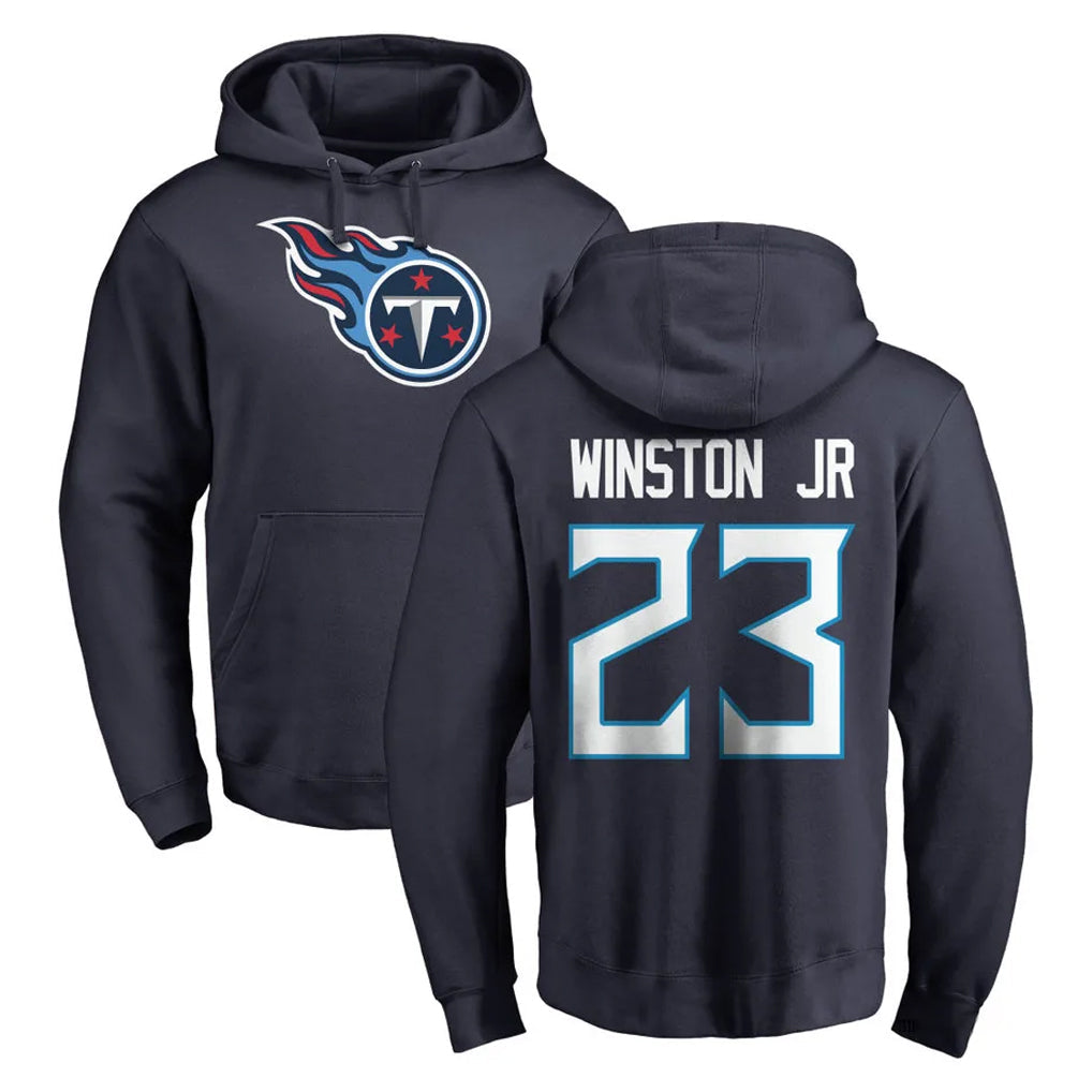 Johmsee T.Titans #23 Kevin Winston Jr. Player Navy Logo Pullover Hoodies Home Game Stitched Jerseys