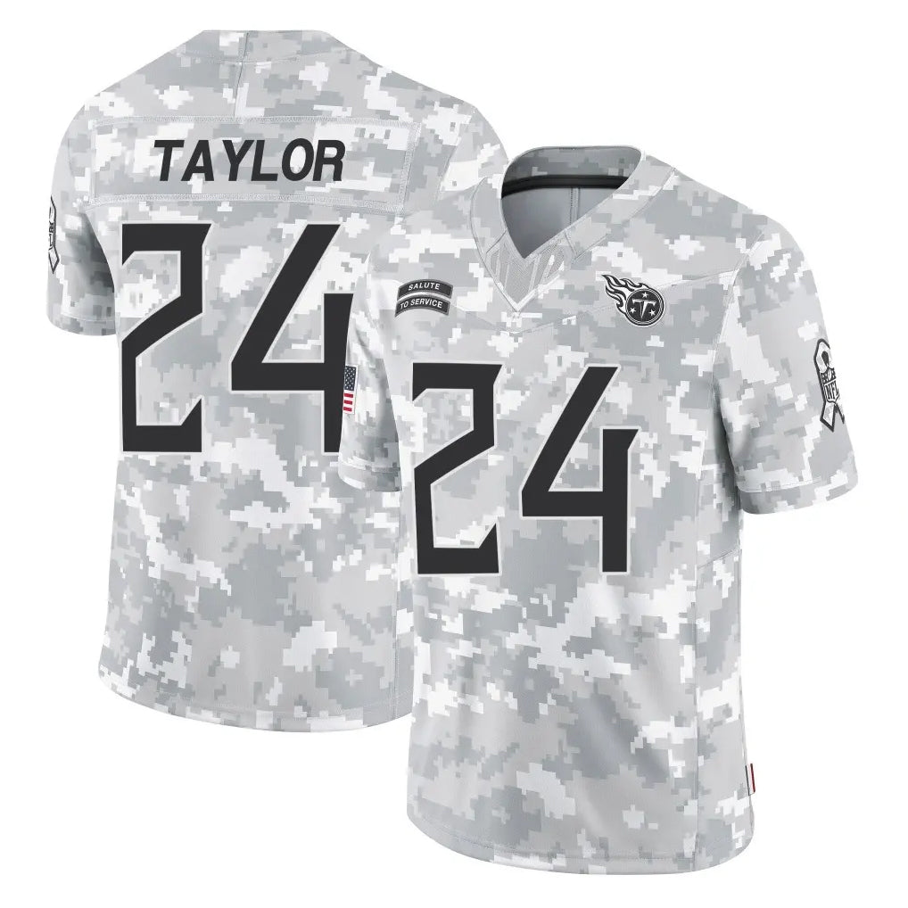 Johmsee T.Titans #24 Alontae Taylor Player Arctic Camo Limited Salute to Service Home Game Stitched Jerseys