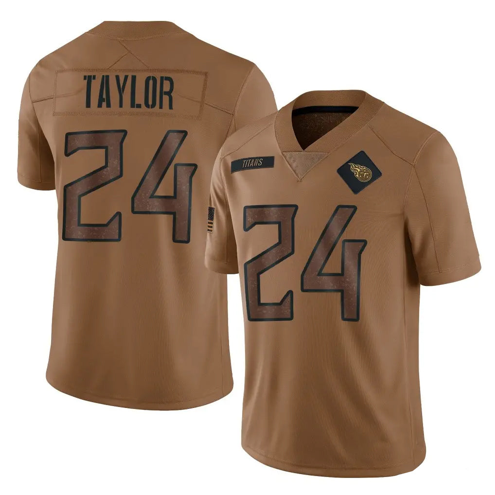Johmsee T.Titans #24 Alontae Taylor Player Brown Limited Salute to Service Home Game Stitched Jerseys