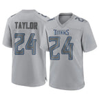 Johmsee T.Titans #24 Alontae Taylor Player Gray Atmosphere Fashion Home Game Stitched Jerseys