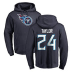 Johmsee T.Titans #24 Alontae Taylor Player Navy Logo Pullover Hoodies Home Game Stitched Jerseys