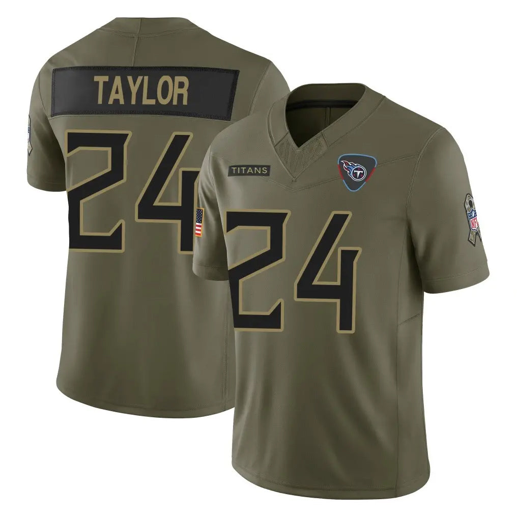 Johmsee T.Titans #24 Alontae Taylor Player Olive Limited 2025 Salute to Service Home Game Stitched Jerseys