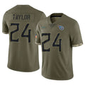 Johmsee T.Titans #24 Alontae Taylor Player Olive Limited Salute to Service Home Game Stitched Jerseys