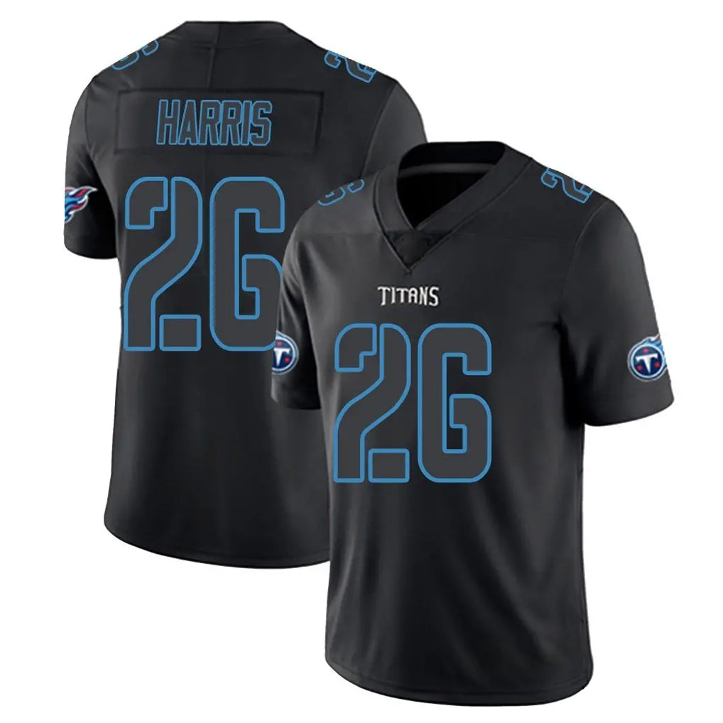 Johmsee T.Titans #26 Marcus Harris Player Black Impact Limited Home Game Stitched Jerseys