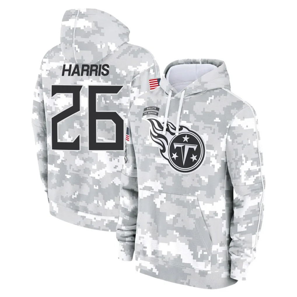 Johmsee T.Titans #26 Marcus Harris Player Camo Arctic Salute to Service Pullover Hoodies Home Game Stitched Jerseys