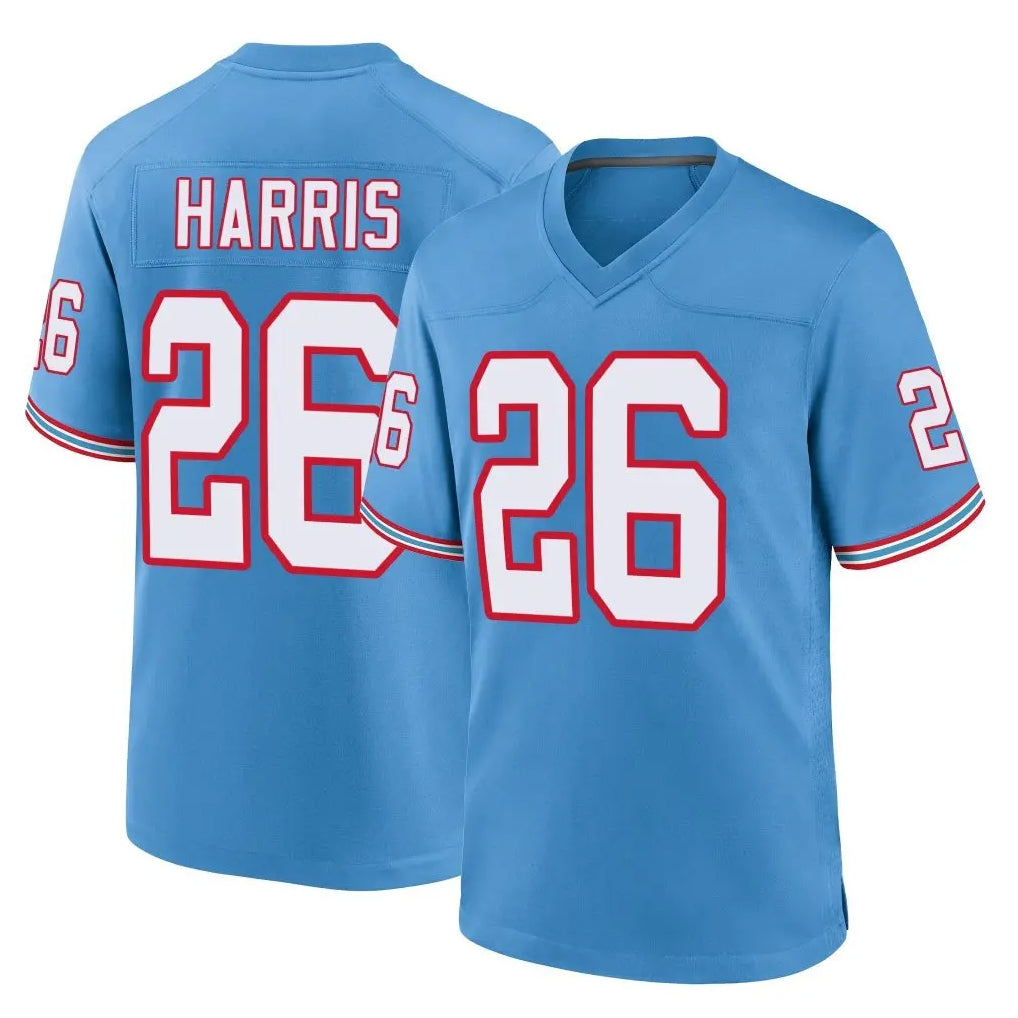 Johmsee T.Titans #26 Marcus Harris Player Light Blue Oilers Throwback Home Game Stitched Jerseys