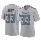 Johmsee T.Titans #33 Cedric Gray Player Gray Atmosphere Fashion Home Game Stitched Jerseys