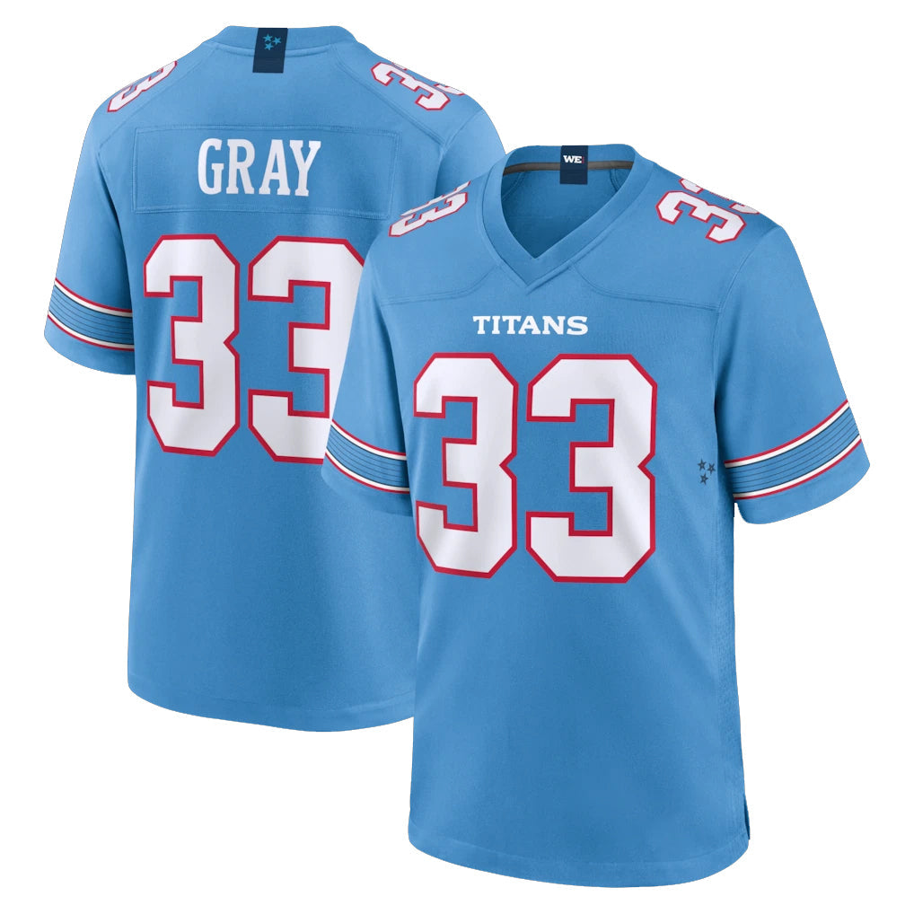 Johmsee T.Titans #33 Cedric Gray Player Light Blue 2026 Game Home Stitched Jerseys