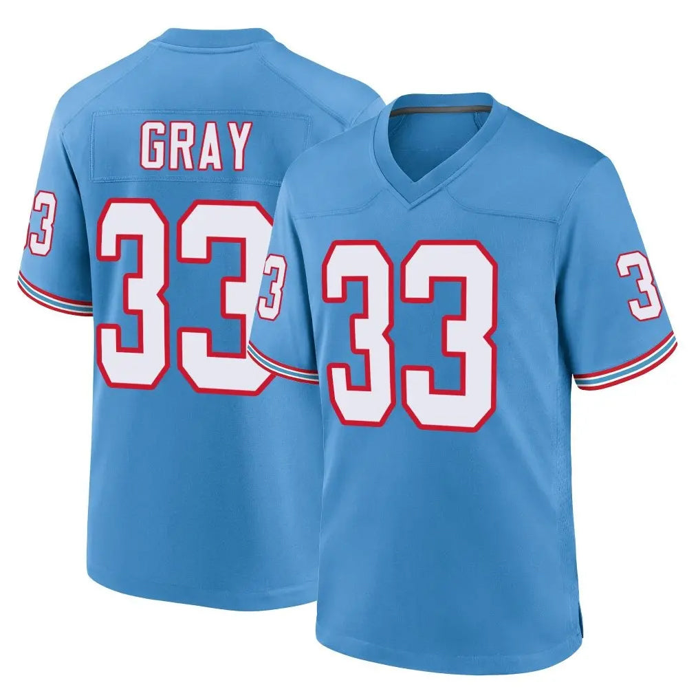 Johmsee T.Titans #33 Cedric Gray Player Light Blue Oilers Throwback Home Game Stitched Jerseys
