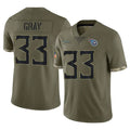 Johmsee T.Titans #33 Cedric Gray Player Olive Limited Salute to Service Home Game Stitched Jerseys