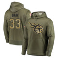 Johmsee T.Titans #33 Cedric Gray Player Olive Salute to Service Pullover Hoodies Home Game Stitched Jerseys