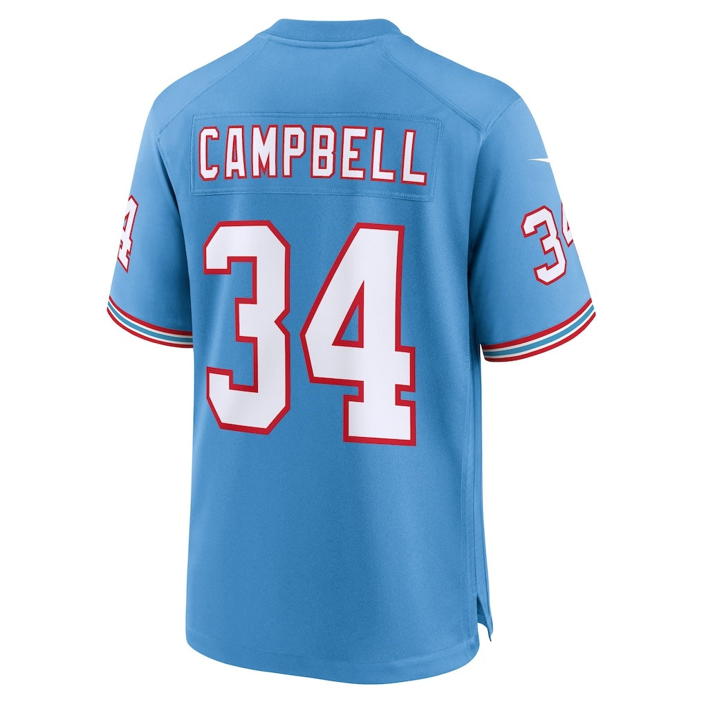 Johmsee T.Titans #34 Earl Campbell Light Blue Retired Player Alternate Game Stitched Jerseys