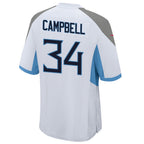 Johmsee T.Titans #34 Earl Campbell Player White Home Game Football Jerseys