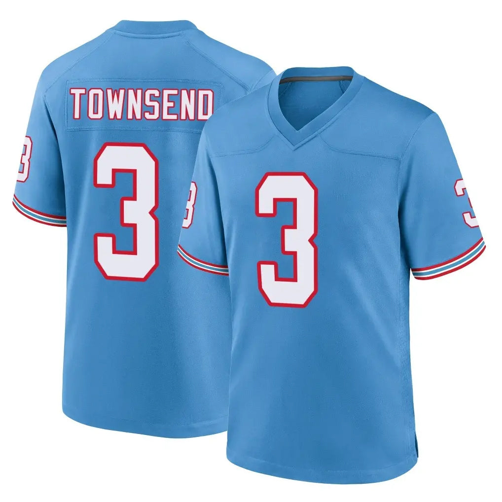 Johmsee T.Titans #3 Tommy Townsend Player Light Blue Oilers Throwback Home Game Stitched Jerseys