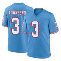Johmsee T.Titans #3 Tommy Townsend Player Light Blue Oilers Throwback Home Game Stitched Jerseys