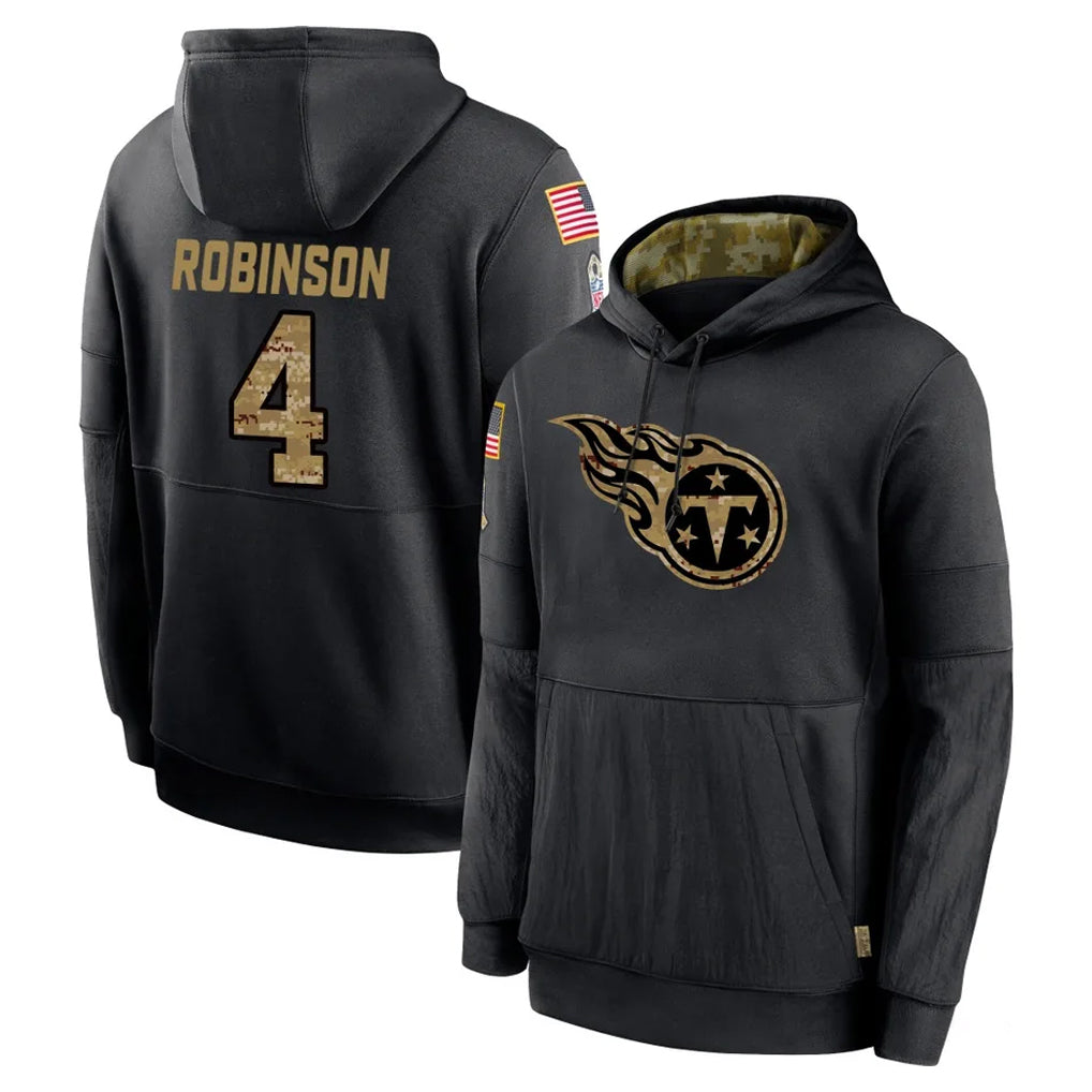 Johmsee T.Titans #4 Wan'Dale Robinson Player Black Salute to Service Sideline Performance Pullover Hoodies Home Game Stitched Jerseys