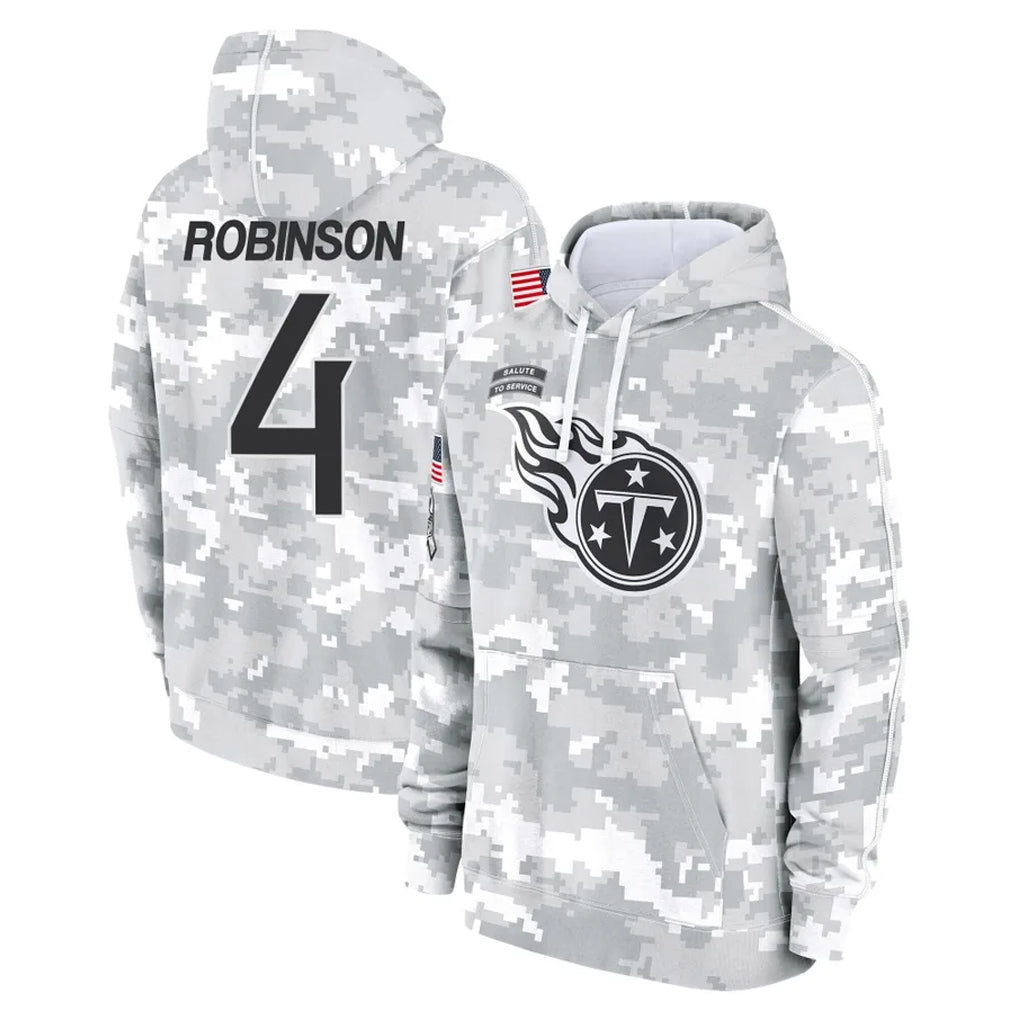 Johmsee T.Titans #4 Wan'Dale Robinson Player Camo Arctic Salute to Service Pullover Hoodies Home Game Stitched Jerseys
