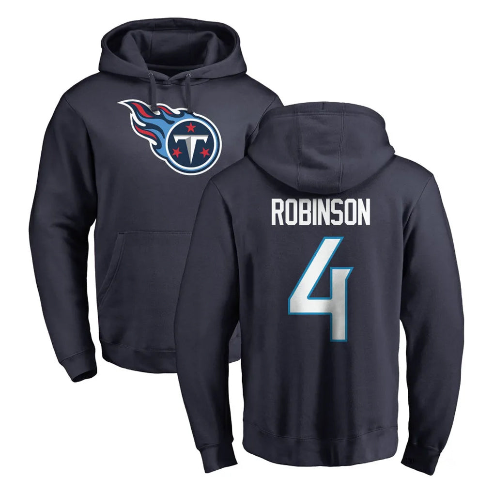 Johmsee T.Titans #4 Wan'Dale Robinson Player Navy Logo Pullover Hoodies Home Game Stitched Jerseys