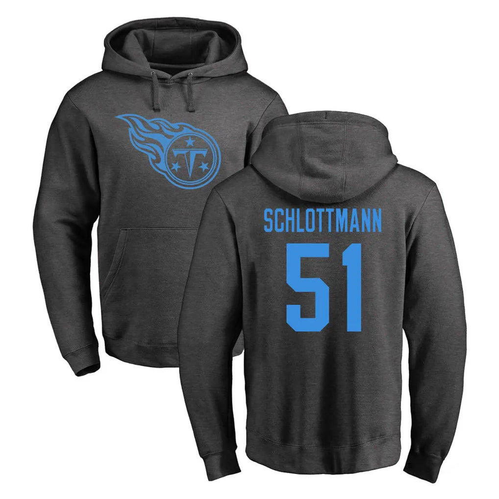 Johmsee T.Titans #51 Austin Schlottmann Player Ash One Color Pullover Hoodies Home Game Stitched Jerseys