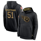 Johmsee T.Titans #51 Austin Schlottmann Player Black Salute to Service Sideline Performance Pullover Hoodies Home Game Stitched Jerseys