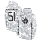 Johmsee T.Titans #51 Austin Schlottmann Player Camo Arctic Salute to Service Pullover Hoodies Home Game Stitched Jerseys
