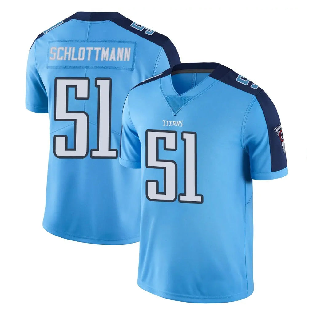 Johmsee T.Titans #51 Austin Schlottmann Player Light Blue Limited Color Rush Home Game Stitched Jerseys