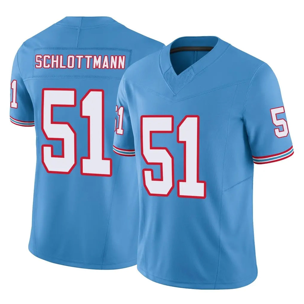 Johmsee T.Titans #51 Austin Schlottmann Player Light Blue Limited Vapor F.U.S.E. Home Game Stitched Jerseys