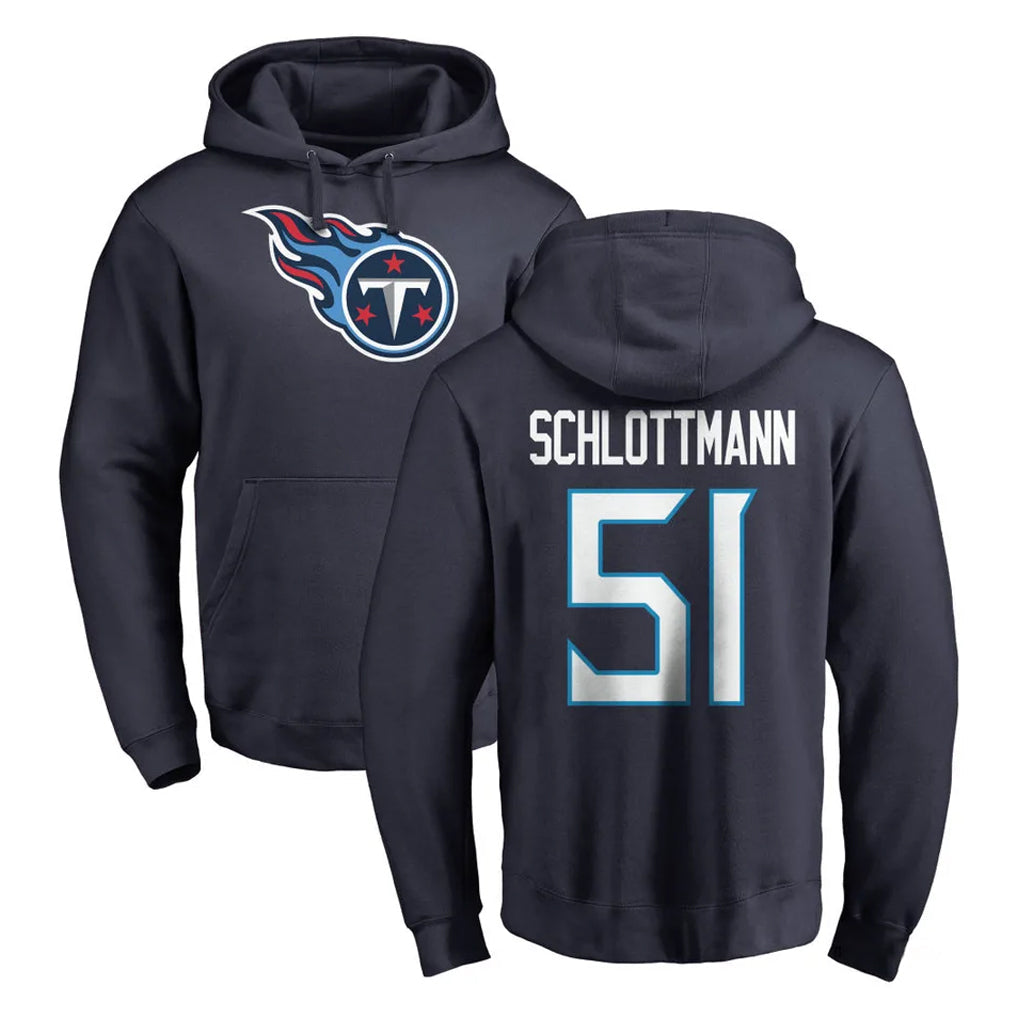 Johmsee T.Titans #51 Austin Schlottmann Player Navy Logo Pullover Hoodies Home Game Stitched Jerseys