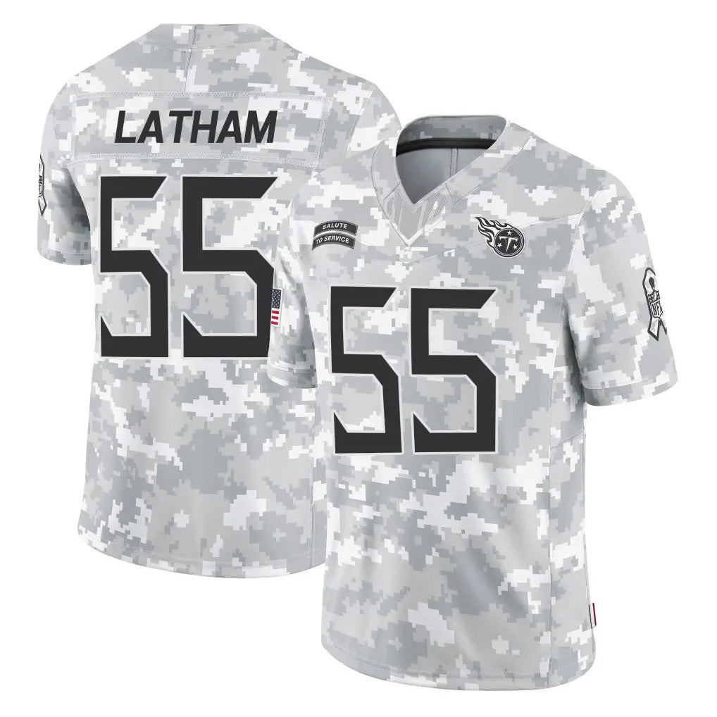Johmsee T.Titans #55 JC Latham Player Arctic Camo Limited Salute to Service Home Game Stitched Jerseys